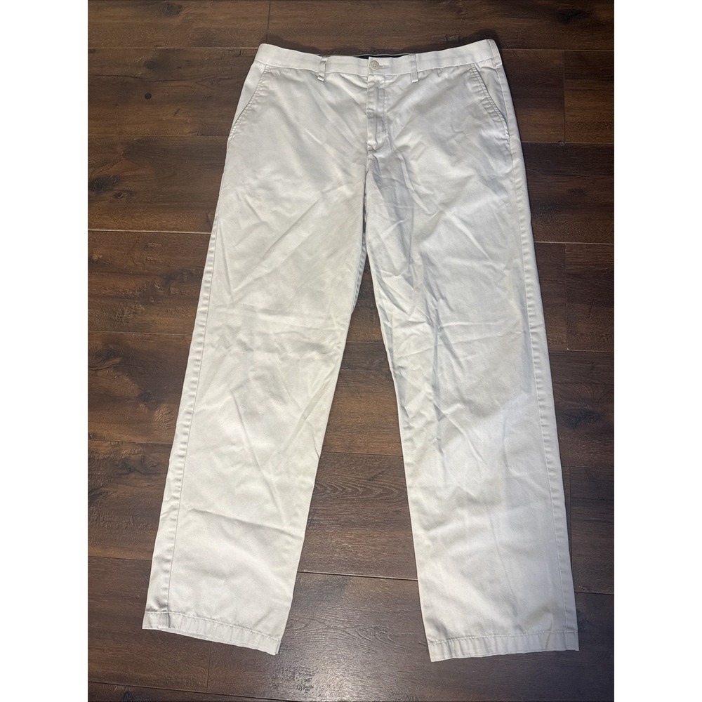 Croft & Barrow Pants Classic Fit Straight Chino Men's 38x36 Beige Flat Front